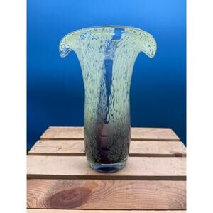 Vintage Teleflora Gift Purple and White Spatter Art Glass Jack-inthe-Pulpit Vase